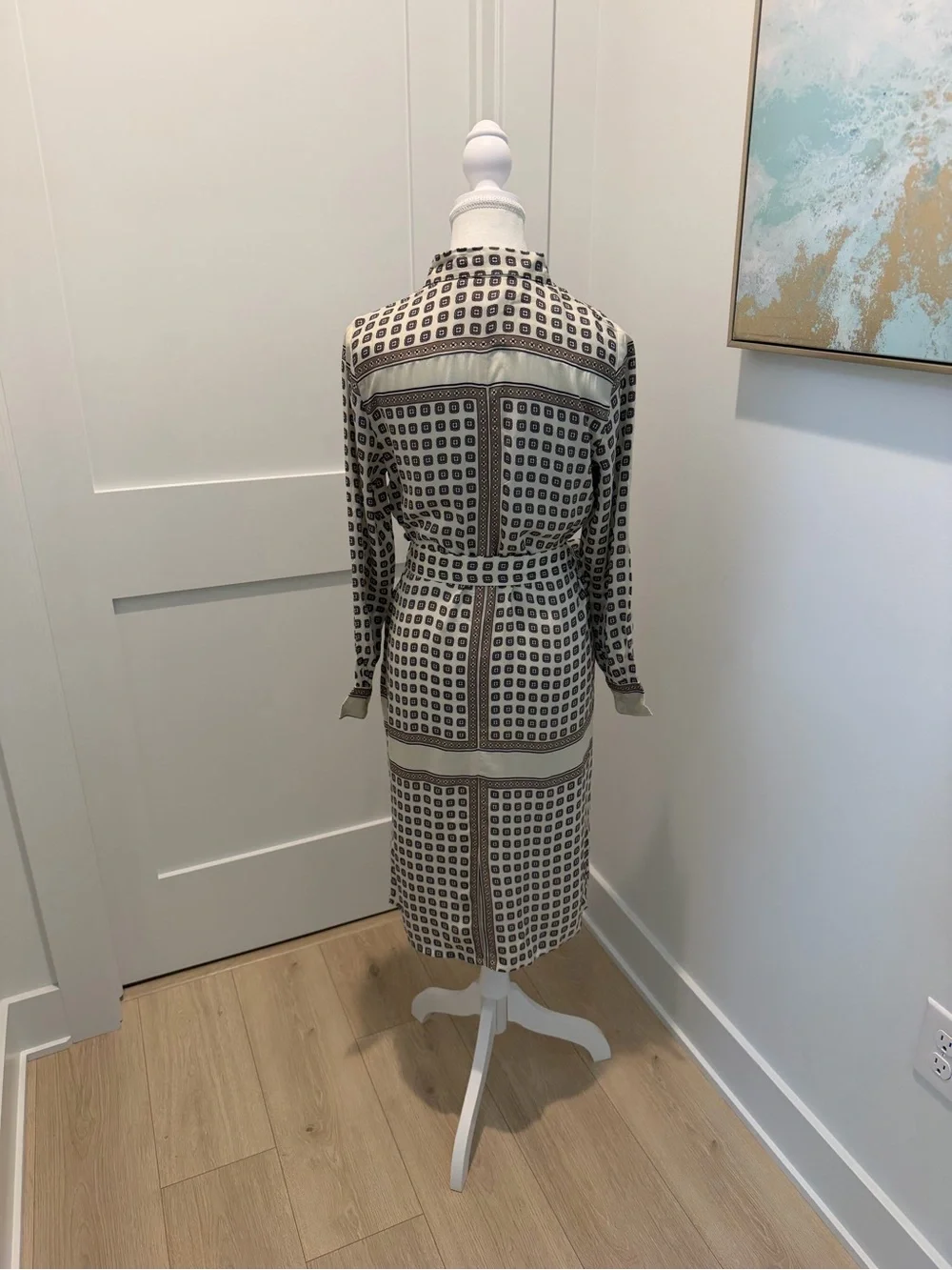 NEW J. Crew Tie-waist shirt-dress in foulard print size 0 CN920